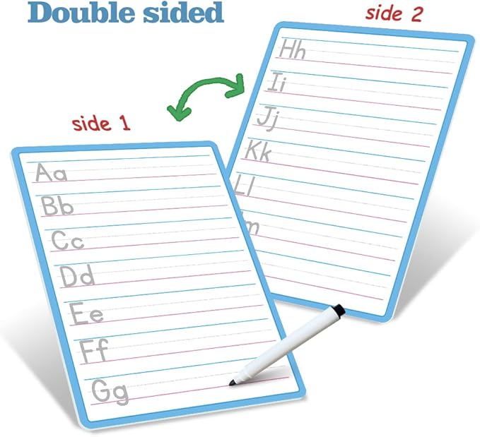 Lachilly Double Sided Dry Erase Handwriting Practice Boards – Alphabet A-Z and Number 1-10 Tracing Board for Kids – Write, Wipe, and Reuse – Perfect for Kindergarten and Preschool