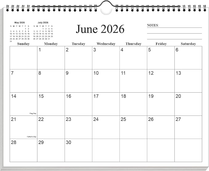 Small Wall Calendar 2026-2027 - Mini Calendar 2026-2027 from June 2026 - December 2027, 19 Months Little Calendar with Premium Paper, 6" x 8", Black