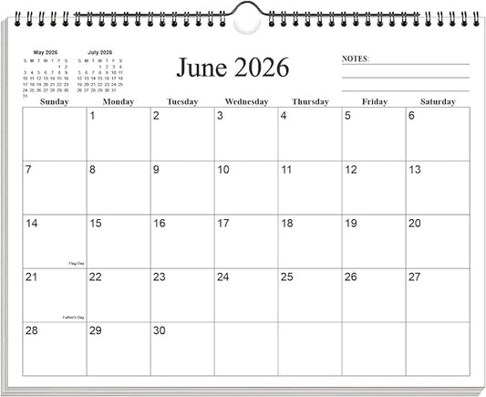 Small Wall Calendar 2026-2027 - Mini Calendar 2026-2027 from June 2026 - December 2027, 19 Months Little Calendar with Premium Paper, 6" x 8", Black