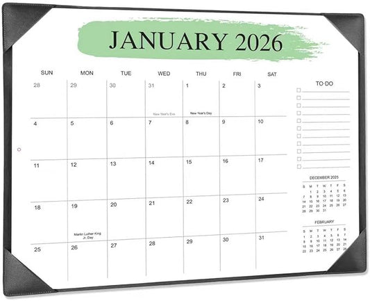 Desk Calendar 2026-2027 with Desktop Mat – 22" x 17" Large Desk Calendars with Desktop Pad, 18-Month Teacher Desk Calendar from Jan 2026–Jun 2027, for Office, School & Home Use (Black)