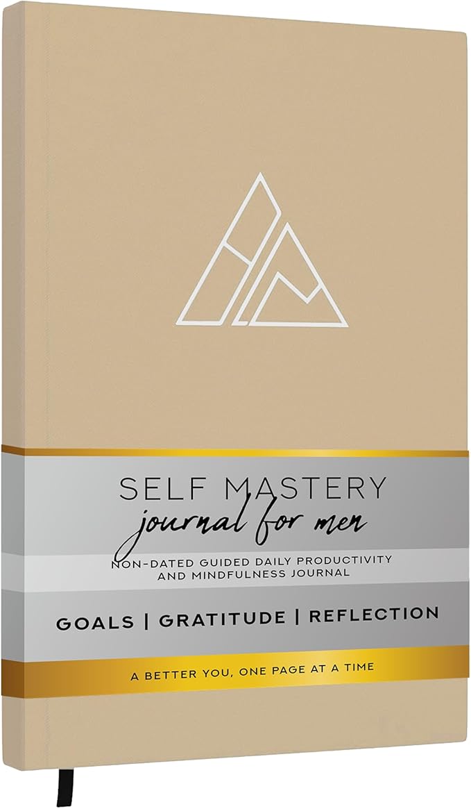 Realizations Self-Mastery Journal for Men - Gratitude Journal – 5 Minute Journals - Reflection Manifestation Journal for Mindfulness – Goal/Guided Gratitude Journel for Women & Men (Khaki)