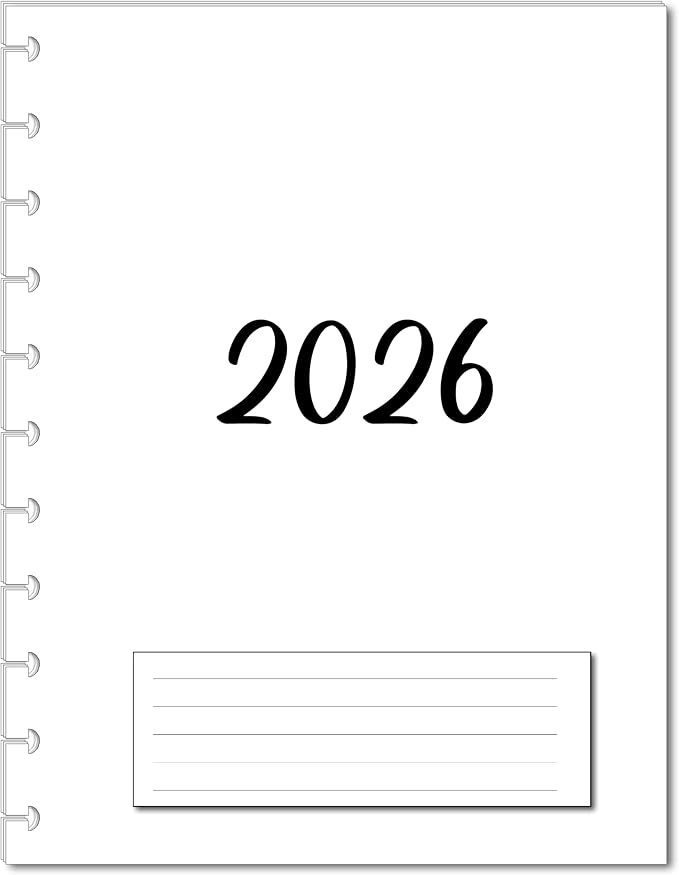 2026 Monthly Planner Calendar Refills for 7,8,9,11 Disc Mini, Classic, Skinny, Junior, Big size Discbound, Happy Planners, Loose-Leaf Inserts, 12 Month (11 Disc Letter, Minimalist)