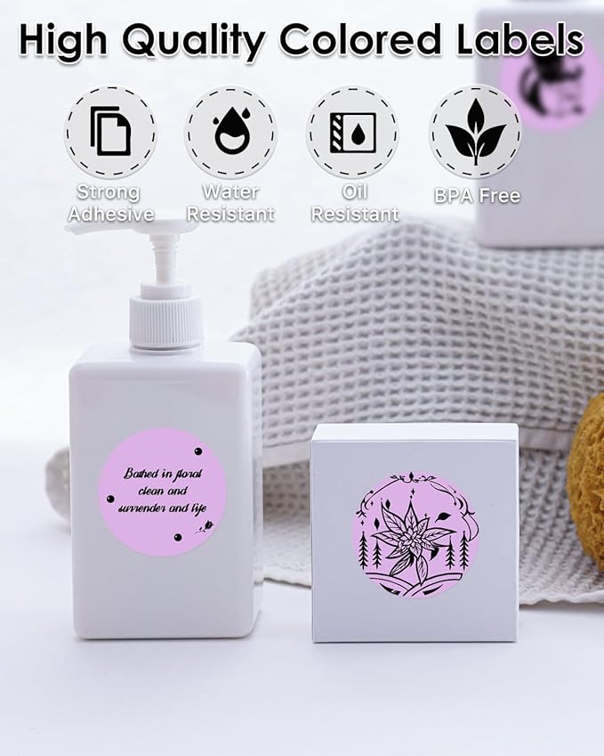 iEager 2 Inch Round Thermal Labels, Circle Thermal Printer Stickers, Durable Circular Label Printer Sticker for Business, Logo, Gift, 500 Labels/Roll, Purple