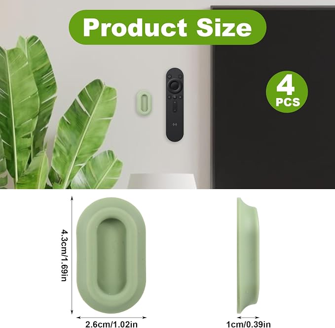 4 Pcs Remote Control Holder, Self-Adhesive Remote Control Organizer for TV, Fan & Air Conditioner Remotes (White, Pink, Black, Green, 1.69 x 1.02 x 0.39 In)