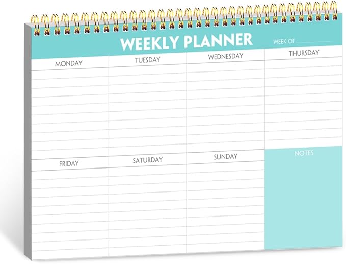 Weekly Planner Notepad - 7" x 10" Weekly Pad Organizers Habit Tracker Journal for Man & Women, 52 Sheets, 100gsm Paper, Undated Weekly To Do List Notepad with Your Life, Teal