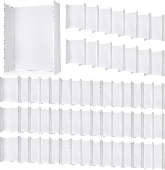 Outus 60 Pcs 24 x 36 Inch Trifold Poster Board Tri Fold Science Fair Display Boards for Projects Photo Picture Exhibition Event Displays Business Presentation School Foldable,White Corrugated