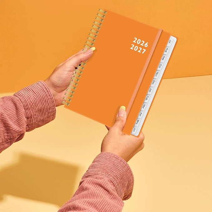 2026-2027 Planner - Weekly and Monthly Calendar Planner from Jul 2026 - Jun 2027, Planner 2026-2027 Spiral Bound with 12 Monthly Tabs, Inner Pocket, Perfect for School Office Supplies, 6.4" x 8.5", Orange-C