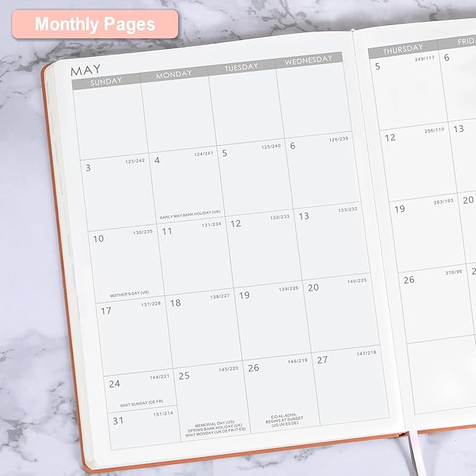 2026 Planner - Jan 2026 - Dec 2026, 8.5" x 11" 2026 Planner Weekly and Monthly, Pen Holder, Pocket, 25 Notes Pages, Faux Leather Cover, A4 Premium Paper - Pink
