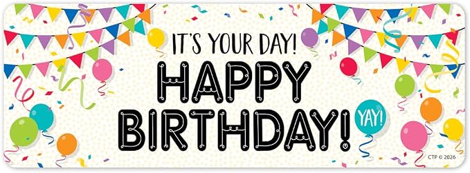 CTP Core Decor Happy Birthday Bookmarks - Celebrate Student Birthdays 30 per Package (Creative Teaching Press 11154)