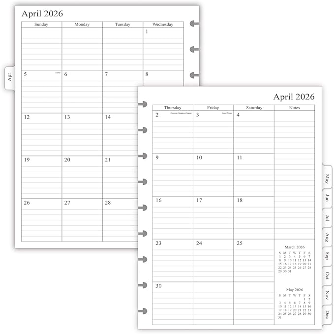 newestor 2026-2027 Planner Refills for Happy Planner Classic Size, Monthly Pages, Apri 2026 - Dec 2027, 9-Disc Punched, 7" x 9-1/4"