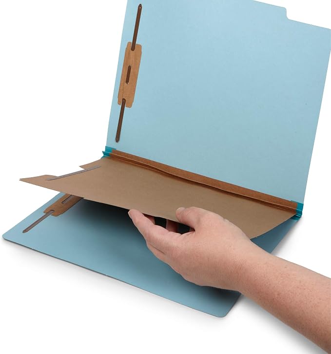 10 Blue Classification Folders - 1 Divider - 2 Inch Expansions - Durable 2 Prongs, for Medical Files, Law Client Files, Pressboard Classification Folders 1 Dividers Letter Size, Blue, 10 Pack