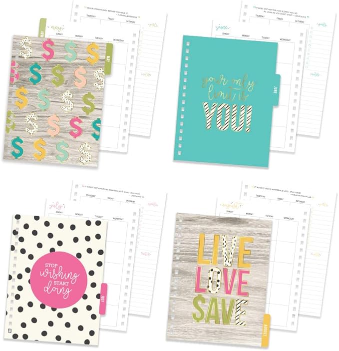 Pukka Pad, Carpe Diem Budget Planner Spiral Bound Notebook with 12 Month Calendar, Dividers, Inserts, and Sticker Sheets – Features Savings Goals & Tracker, Financial Overview, and Bank Information