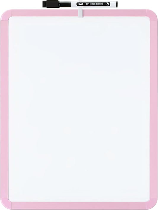 Mr. Pen- Dry Erase Board, 14” x 11” with a Black Dry Erase Marker, Pink Frame, Small Mini White Board for Students, Fridge, Wall, Locker, Includes Double Sided Tapes