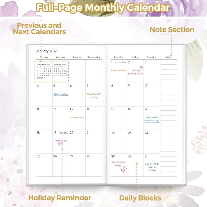 SKYDUE Pocket Calendar 2026-2027, Pocket Monthly Planner Jan 2026 - Dec 2027 for Purse, 6.7" X 3.7" 24-Month Small Planner, Academic Year Calendar, Compact Design with Plastic Sleeve