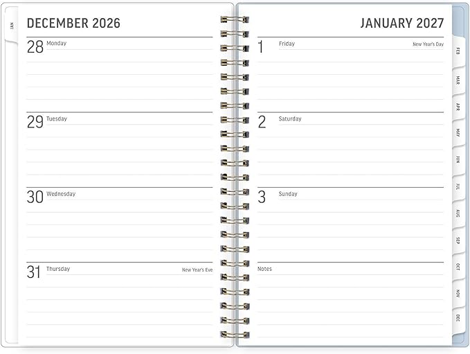 Blue Sky 2027 Weekly and Monthly Large Print Planner Calendar, January 2027 - December 2027, 5" x 8", Flexible Cover, Laminated Tabs, Durable Twin Wire Binding, Moyer
