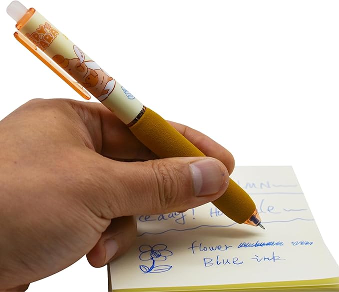 10 PCS Novelty Capybara Erasable Gel Pens Bunny Pens Soft sponge pencil holder With Blue Ink for School Office Journaling Christmas Birthday Party