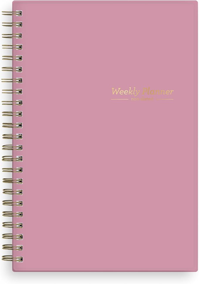 Blue Sky Undated Planner Calendar, 5” x 8” Weekly View Organizer, Twin-Wire Binding, Flexible Cover, Blank Notes Pages for Goal-Setting and Productivity (Imperial Rose, 5" x 8")