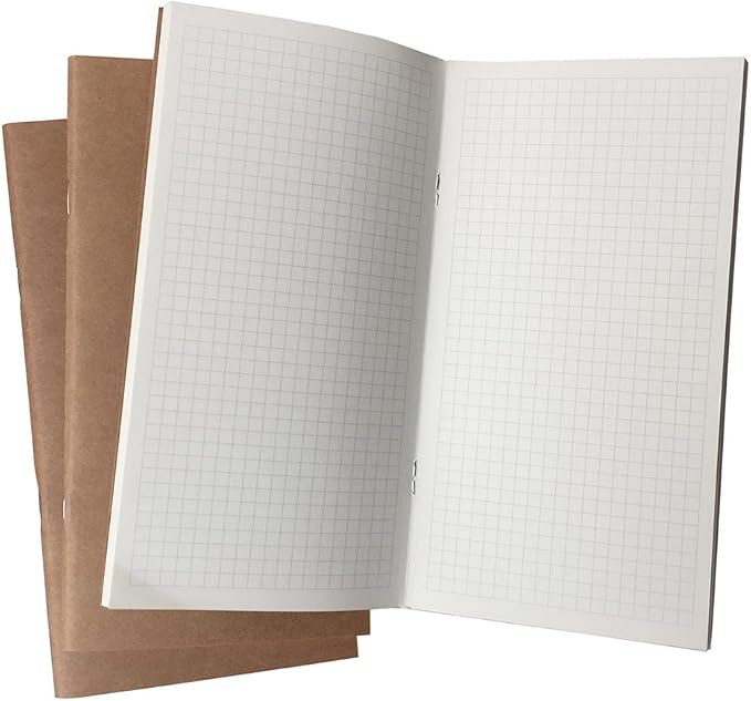 newestor Travelers Notebook Inserts - Graph Refills for Standard Size Travelers Notebook, Set of 3, Total 192 Pages, 8.25 x 4.25 Inches