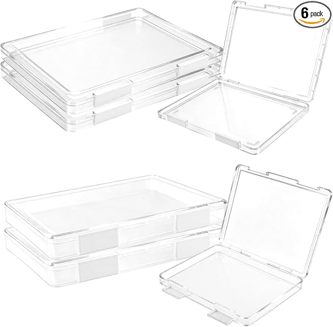 6 Pcs Clear A4 File Portable Project Case, Plastic Storage Box for 8.5" x 11" Letter Paper, Scrapbook Paper Storage Boxes Documents Magazines Holder with Buckle