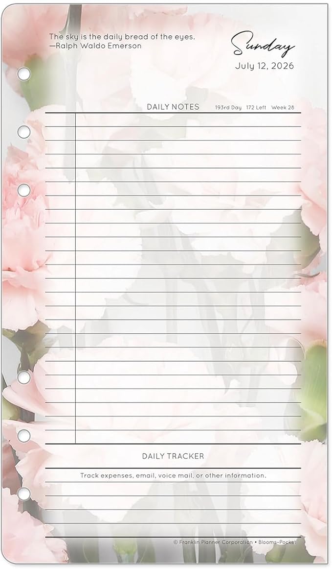 FranklinCovey - Blooms Ring-Bound Planner Refill Two Page Per Day (Pocket, Jul 2026 - Jun 2027)