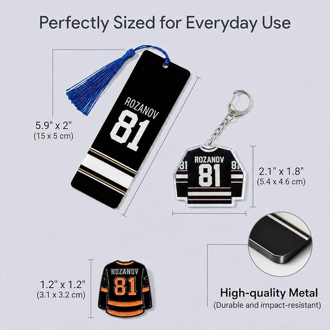 6 Pcs Hockey Romance Rivals Merch Set, 81 & 24 Jersey Number Metal Bookmarks Keychains and Enamel Pins Bundle, Bookish Reader Gifts Accessories for Women BookTok Fans
