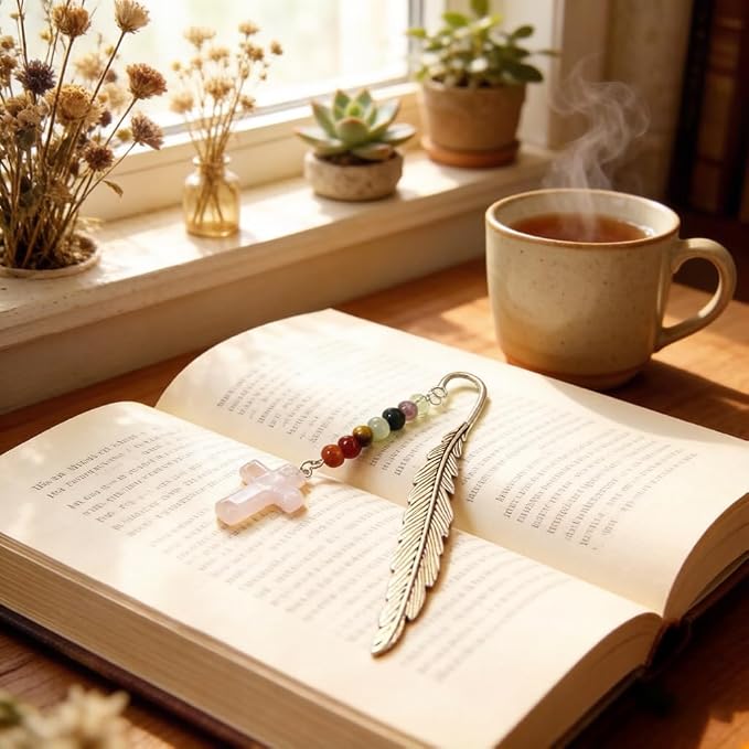 Metal Bookmark, Faith Cross Personalized Book Marks with Pendants, Pretty and Aesthetic Book Accessories Reading Gifts for Women Girls Boys