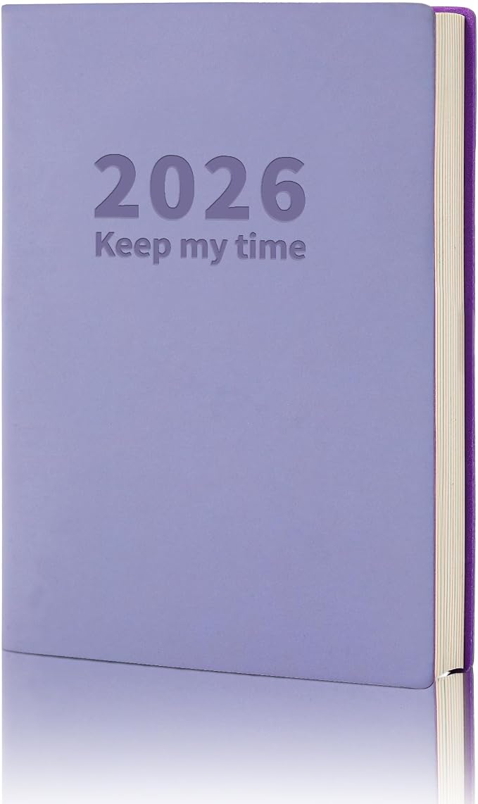 2026 Small Academic Planner Soft Leather Bound 3.9" x 5.5" Weekly and Monthly Calendar Planner Hardcover Cute Planner Goal Habit Tracker Organizer Planning Book with Tabs ,Daily Schedule School Office Schedule for Women Men (Bright purple)
