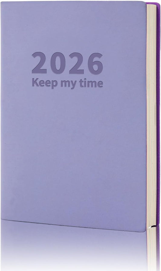 2026 Small Academic Planner Soft Leather Bound 3.9" x 5.5" Weekly and Monthly Calendar Planner Hardcover Cute Planner Goal Habit Tracker Organizer Planning Book with Tabs ,Daily Schedule School Office Schedule for Women Men (Bright purple)