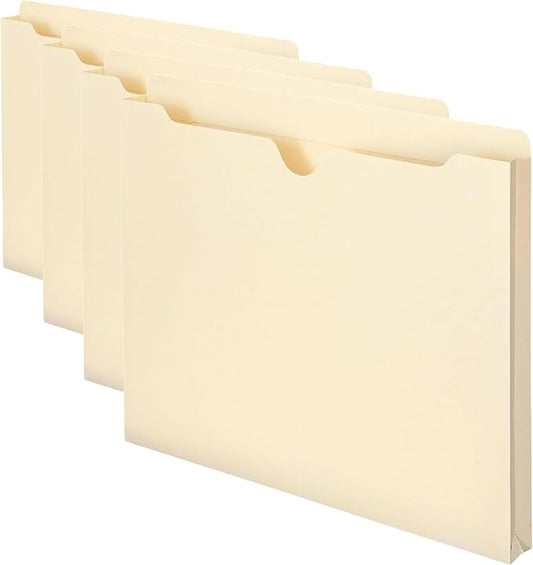Smead File Jacket, Reinforced Straight-Cut Tab, 1" Expansion, Letter Size, Manila, 50 per Box (75520) (Pack of 4)