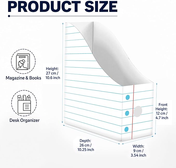 20 Pack Magazine File Holder Set Cardboard Magazine File Folders with Label Stickers Foldable Desk Files Holder Cardboard Book Bins Files Organizer Storage Box For Home Office School (Notebook-Style)