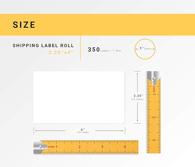 HOUSELABELS 2.25" x 4" Mailing Labels on 1" Core Compatible with Zebra and Rollo Printers, 6 Rolls / 350 Labels per Roll