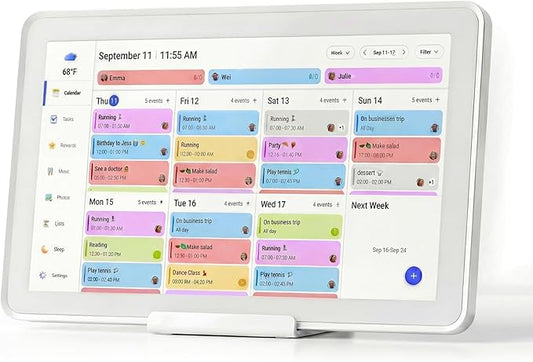 Mezed 21.5 Inch Digital Calendar with 32GB Storage, Touch Screen Family Planner with Weather Display, Reminder, Meal Schedule, Auto-Rotate Photo Frame, Wall Mount Electronic Organizer for Home Office (white, 21.5)