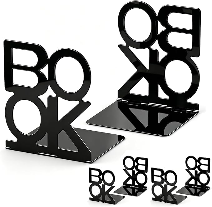 Book Ends,Bulk 3 Pair Bookends Folding Book Ends Metal Bookend (3 Pair)