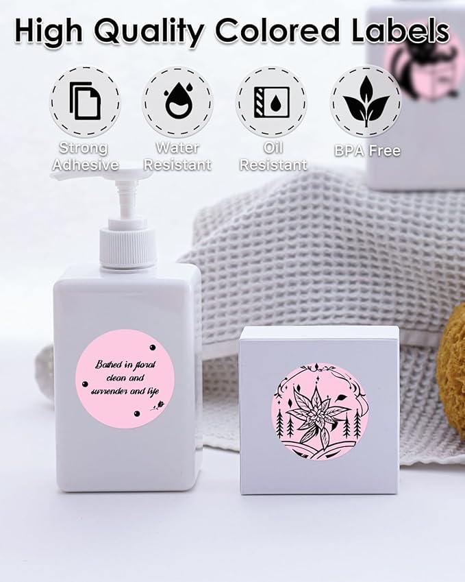iEager 2 Inch Round Thermal Labels, Circle Thermal Printer Stickers, Durable Circular Label Printer Sticker for Business, Logo, Gift, 500 Labels/Roll, Pink