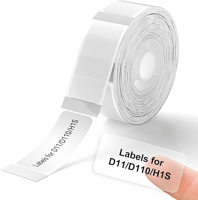 NIIMBOT Thermal Label Maker Paper 0.55"×1.18" Stickers Waterproof Tear-Resistant Self-Adhesive Replacement for D11 Label Printer Office&Home 210 Labels/Roll (Transparent)