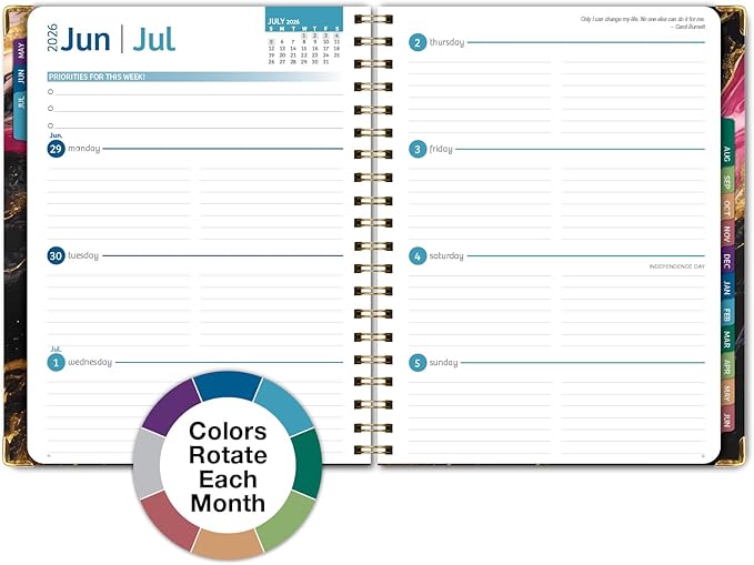 HARDCOVER Academic Year 2026-2027 Planner: 14 Months (May 2026 Through June 2027) 8.5"x 11" Daily Weekly Monthly Planner Yearly Agenda. Bookmark, Pocket Folder and Sticky Note Set (Dark Gold Marble)