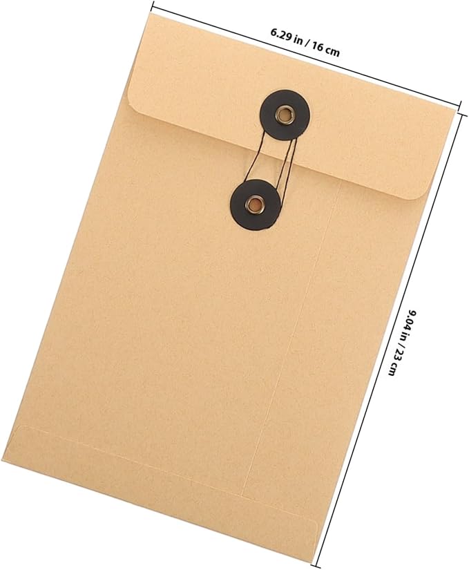 SHINEOFI 6pcs Kraft String Envelope File Folder, Paper Envelope File Bag Document Holder Storage Pouch Organizer for Office Schools Supplies