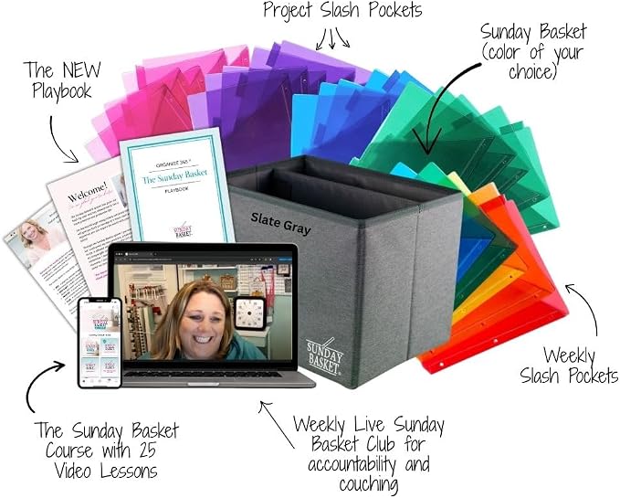 Organize 365 Paper Organizer Solution | Home Office Organization & Document Holder | File Box for Paper Storage | The Classic Sunday Basket® System (Slate Gray)