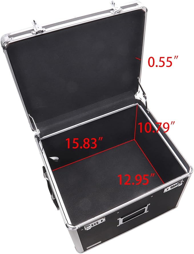 Vaultz Portable File Box - 17.5 x 14 x 12.5 Inch Legal/Letter Size Storage Box with Dual-Combination Locking for Document Filing and Organization,Black