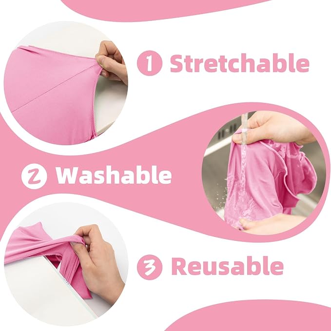 KICNIC Pink Fabric Book Cover for Hardcover, 1 Pack, 6x9 Inch, Up to 8.5”x9.5”, Adjustable School Book Sleeve Protector for Teens, Stretchable Decorative Cloth Book Sox for Book Lovers