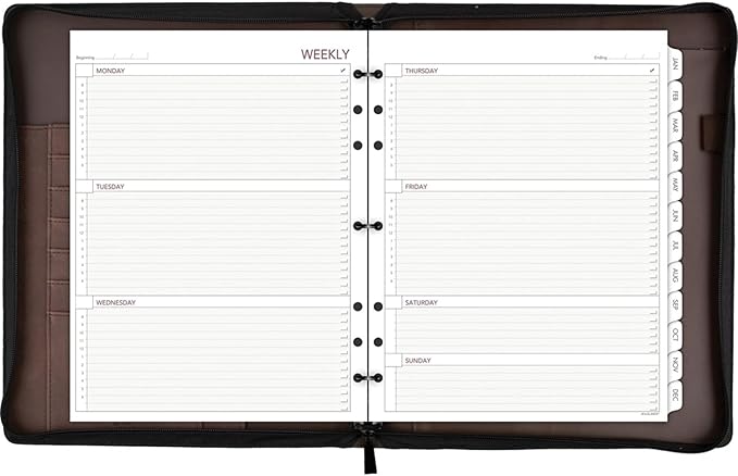 AT-A-GLANCE Day Runner Undated Harrison Leather Day Planner, 8-1/2-x-11-inch (307-0304), Brown