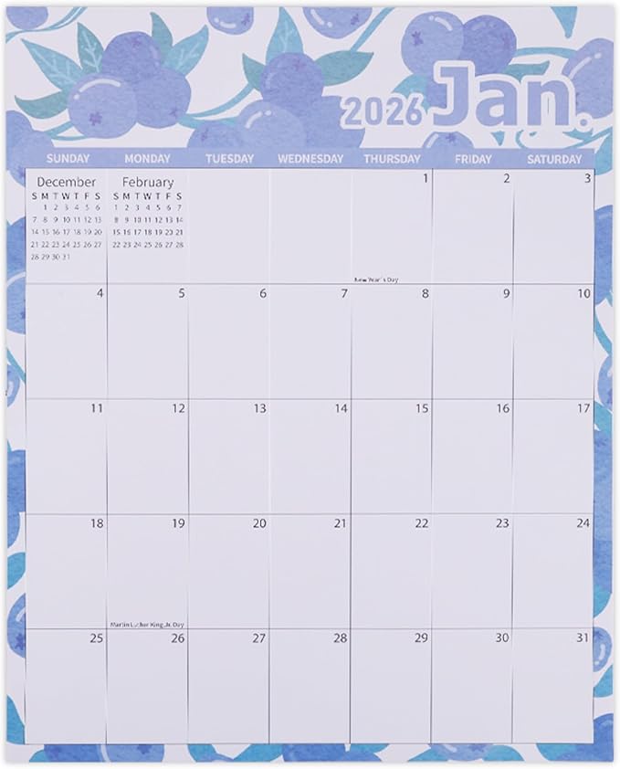 2026 Magnetic Calendar for Refrigerator, 36.6x29cm/14.41x11.42in Large Tear-Off Monthly wall Calendar with Strong Magnet Backing Jan 2026 to Dec Perfect Fridge Organizer Planner (Fruit Theme)