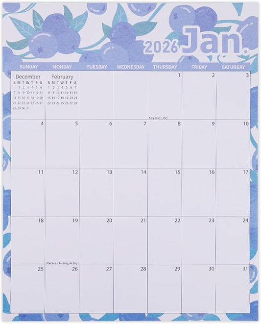 2026 Magnetic Calendar for Refrigerator, 36.6x29cm/14.41x11.42in Large Tear-Off Monthly wall Calendar with Strong Magnet Backing Jan 2026 to Dec Perfect Fridge Organizer Planner (Fruit Theme)
