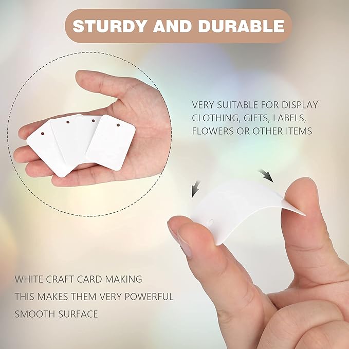 jijAcraft 1000Pcs Price Tags, White Clothing Tag for Retail, Small Kraft Paper Labels for Labeling Price, Size, Number, Writable Price Tags for Business Supplies Selling Jewlry, Clothes (1.9" X 1.4")