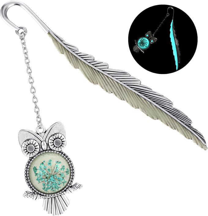 Jeffdad Fantasy Luminous Bookmark Gifts for Women Girls, Cool Glow in The Dark Butterfly & Owl Bookmarks (Silver)