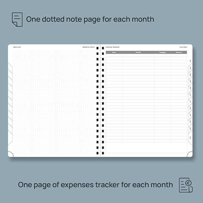 POPRUN Monthly Planner 2026-2027 (Large 8.5" x 10.5") 18 Months Calendar (Jan 2026 - Jun 2027) - 4 Pages per Month with Expense & Notes, Stair-like tabs, Leather Cover, Sunday Starts - Burgundy Red