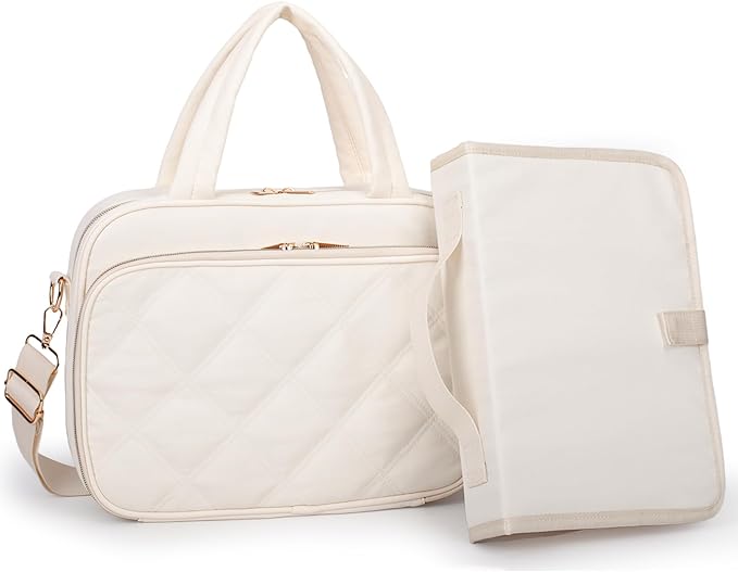 Large Bible Cover for Women,2 Compartments Bible Carrying Case With Handles Shoulder Strap, Soft Puffy Quilted Bible Bags With Book Cover Organizer, Bible Tote For Church Study Supplies Accessories