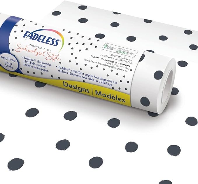 Fadeless Schoolgirl Style Bulletin Board Paper, BFF Painted Dot, 47.25" x 50', 1 Roll