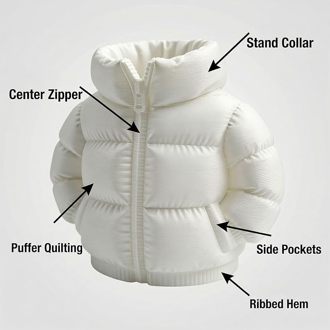 YOKUSHI Down Jacket Pen Holder, 3D Printed Funny Puffer Jacket Pencil Holder, Creative Desk Organizer for Office Supplies, Cute Unique Stationery Holder for Desk, Quirky Gift for Women Men (White)