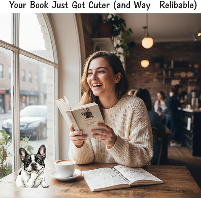 French Bulldog Magnetic Bookmarks Set of 8 – Cute Frenchie Page Clips with Funny Expressions, Dog Lover Gifts, Creative Reading Accessories & Party Favors